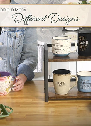 Christian Art Gifts Blue Camp Style Ceramic Coffee Mug – 13 oz. Microwave and Dishwasher Safe Inspirational Scripture Coffee & Tea Mug with Bible Verse: I Can Do All Things Through Christ – Phil. 4:13