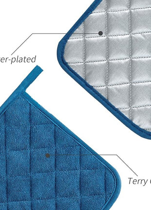 Joyhalo 6 Pack Pot Holders for Kitchen,Cotton Oven Holder with Great Heat Resistance,Non Slip Hot Pads for Kitchen Clearance,Federal Blue