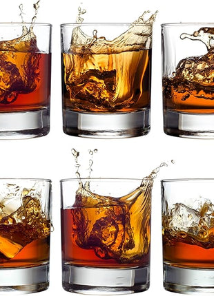 Old Fashioned Whiskey Glass Set, Premium Rocks Glasses for Cocktails and Bourbon, 10 1/4 Oz, Set of 6, Lead-Free Crystal, Bar Drinking Glass Tumbler for Scotch, Cognac, Irish Whisky
