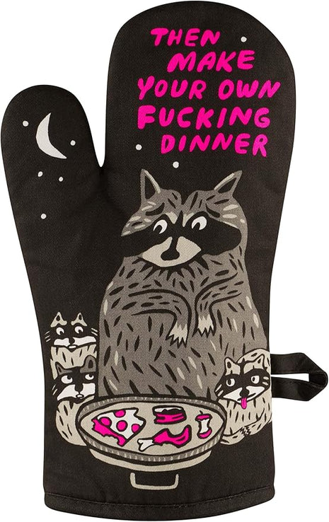 Blue Q Then Make Your Own Dinner Funny Oven Mitts - Cute Oven Mitts, Home Kitchen Gifts, Cooking Accessories, Super-Insulated Quilting, Comfy Natural-Fitting Shape, 100% Cotton, Size 12.5" L x 7.5" W