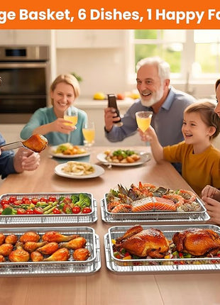 Extra Large Air Fryer Basket for Oven, 18.7"x12.8" Stainless Steel Baking Pan & Crisper Tray, Fits Whole Chicken, Commercial-Grade Oven Air Fryer with 30 Parchment Papers, Dishwasher Safe
