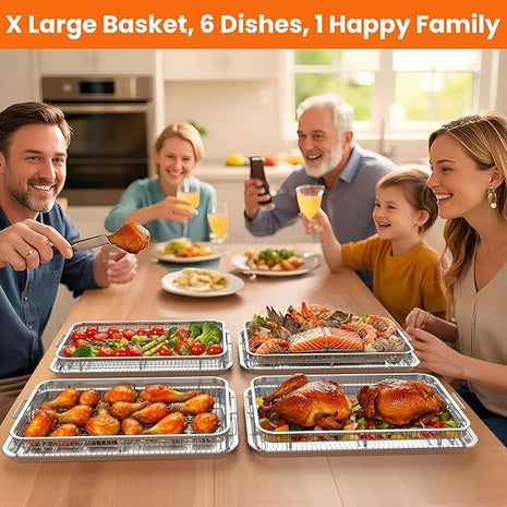 Extra Large Air Fryer Basket for Oven, 18.7"x12.8" Stainless Steel Baking Pan & Crisper Tray, Fits Whole Chicken, Commercial-Grade Oven Air Fryer with 30 Parchment Papers, Dishwasher Safe