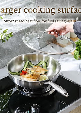 DELARLO Tri-Ply Stainless Steel Pan Set, 9" & 11",Compatible with All Cooktops Up to 600℉, Stainless Steel Frying Pan Set, Durable, Fast Even Heat, Cooking Pans, Kitchen Cookware Set, Skillet Set of 2