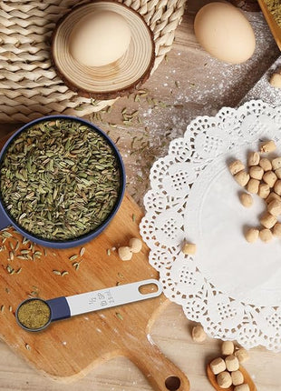 Measuring Cups and Spoons Set, 10 Pieces Nesting Measure Cups and Spoons, Kitchen Essentials Gadgets with Stainless Steel Handle for Dry & Liquid Ingredient, Blue