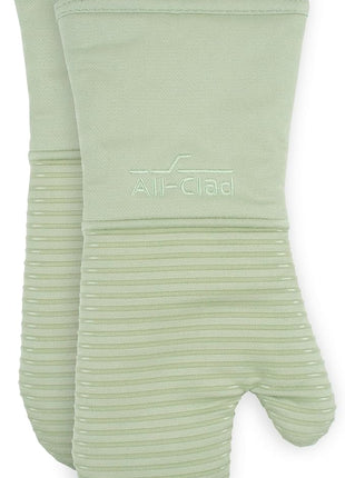 All-Clad Silicone Oven Mitts: Heat Resistant up to 500 Degrees - 100% Cotton & Silicone, 14"x7" Oven Mitt for Kitchen and Barbeque, 2-Pack, Fennel