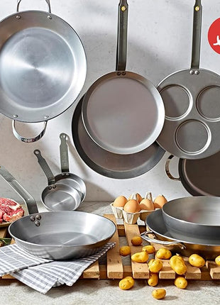 De Buyer MINERAL B Carbon Steel Fry Pan - 12.25” Diameter, 9” Cooking Surface - Ideal for Searing, Sauteing & Reheating - PFAS, PFOA & PFOS Free - Made in France
