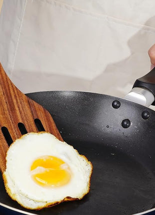 FJNATINH Wooden Slotted Spatula for Cooking, Nonstick Teak Slotted Turner, Flat Wooden Kitchen Cooking Spatula Turner for Frying Flipping Kitchen Utensil Pancake