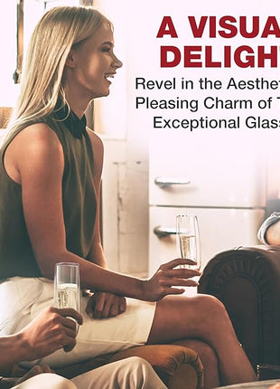 Eparé Double Wall Stemless Champagne Flutes Glass - Set of 2 Lightweight Mimosa and Prosecco Glasses for Bridal Shower, Bridesmaid Gift - Modern Stemless Champagne Glasses