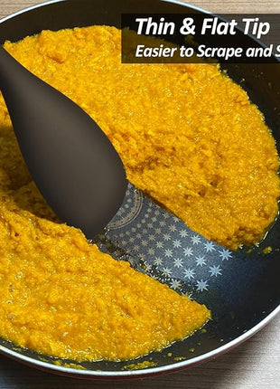 Upgrade Silicone Spatula Spoon Set,VOVOLY Heat Resistant Rubber Spoonula, Seamless Non-Stick Flexible Scrapers for Baking Mixing Tool,3 Pack, Black