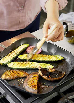 KitchenAid Hard Anodized Induction Nonstick Square Grill Pan/Griddle with Pouring Spouts, 11.25 Inch, Matte Black