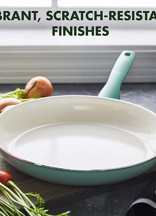 GreenPan Rio Healthy Ceramic Nonstick 12" Frying Pan Skillet, PFAS-Free, Dishwasher Safe, Turquoise