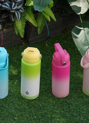 BJPKPK Insulated Water Bottle with Straw Lid, 18oz Thermo Water Bottles, Flex Handle & Non-slip Boot, BPA Free Leak Proof Stainless Steel Metal Thermo, Tumblers, Cups,Pearl Pink