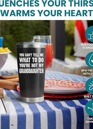 Grandpa Christmas Gifts from Granddaughter - 20oz Black Tumbler Cool Grandfather Idea Best Xmas Presents For Elderly Dad Grandfather Birthday Present for Granddad Christmas Gifts for Grandpa Tumbler