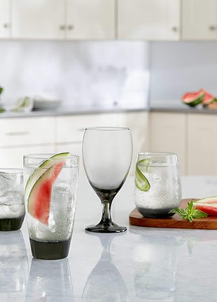 Libbey Classic Smoke Goblet Beverage Glasses, Set Of 6 Timeless Goblet Drinking Glasses - Dishwasher-Safe Glass Goblets for Wines, Smoothies & More