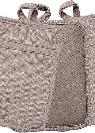 Pot Holders Yarn-Dyed Set of 3 Non Slip Silicone Kitchen Lines Heat Resistant 500℉ Kitchen Gloves BBQ Cooking Baking Cooking Barbecue Microwave Machine Washable (Khaki Pot Holders)