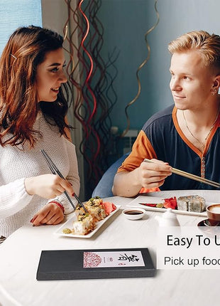 Metal Chopsticks Reusable Multicolor Stainless Steel Chopsticks Dishwasher Safe Chop Sticks Laser Engraved Copper Coin Pattern Square Non-slip, 9 1/4 Inches 5 Pairs Gift Set