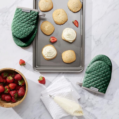 KitchenAid Asteroid Mini Oven Mitt Set, 5.5"x8", Dark Green, 2 Piece