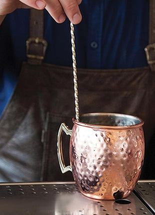HIC Kitchen Bar Hammered Copper Moscow Mule Drinking Mug with Contrasting Handle, Copper-Plated 18/8 Stainless Steel, 16-Ounce