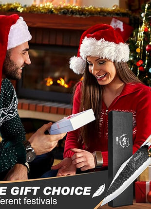 Golden Bird Meat Cleaver Knife - 8 Inch Viking Knife, Full Tang Butcher Knives for Meat Cutting, High Carbon Steel Cleaver with Ergonomic Wood Handle,Great for Outdoor Camping,Christmas Gifts for Men