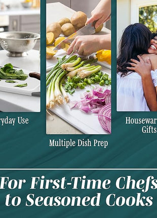 Cutting Boards for Kitchen - BPA-Free Chopping Board - Different Sizes & Non Slip Handles - Reversible, Large Cutting Board Set - Unique Gifts for Cooks Who Have Everything - 3-Pack Aqua