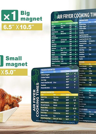 Air Fryer Magnetic Cheat Sheet Set, Cook Times Chart Air Fryer Accessories Magnet Sheet Quick Reference Guide for Cooking and Frying, Easy to Use, Excellent Kitchen Assistant