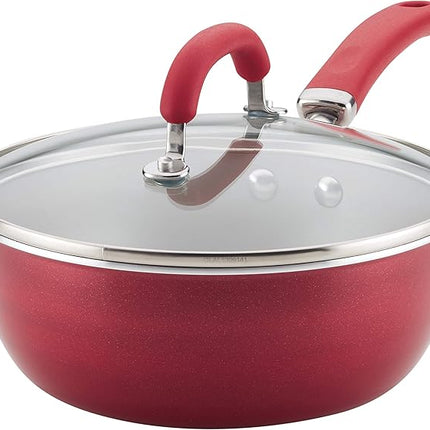 Rachael Ray Create Delicious Nonstick Saute/All Purpose Pan with Lid, 3 Quart - Red Shimmer