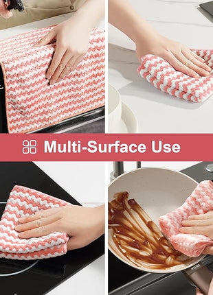 JOYMOOP 54 Packs Microfiber Cleaning Cloths, 10" x 10" Kitchen Towels – Reusable Cleaning Rags, Lint-Free, Super Absorbent Cleaning Cloths for Kitchen, Car, and Household Cleaning, Pink