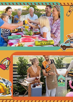 Boyiee Set of 6 Camping Kitchen Towels Absorbent Dishcloths Bonfire Tent Car Tea Towels 24 x 16 Inches with Funny Sayings Novelty Gifts for Campers Happy Camper Camping Accessories for Rv Campers