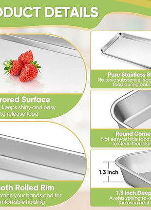 TeamFar Stainless Steel Baking Sheet, 20’’ x 14’’ Large Baking Sheet Pan Bakeware Set Cookie Sheets for Baking, Roasting, Cooking, Non Toxic, Mirror Finish & Dishwasher Safe