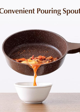 SENSARTE Nonstick Deep Frying Pan Skillet, 10-inch Saute Pan with Lid, Stay-Cool Handle, Cooking Pan, Healthy Stone Cookware Induction Compatible