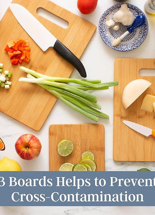 Totally Bamboo 3-Piece Bamboo Cutting Board Set – Wooden Cutting Boards for Kitchen – Great for Chopping and Serving – Large, Medium & Small Sizes for Food Prep