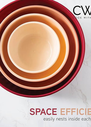 COOK WITH COLOR Prep Bowls with Lids- Wide and Deep Nesting Plastic Small Mixing Bowl Set with Lids, 8 Piece Set - Deep Bowls, Rose