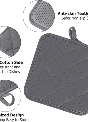 Oven Mitts and Pot Holders Set, Pack of 4, Heat Resistant Silicone Kitchen Mini Oven Mittens for 500 Degrees, Mini Oven Gloves and Hot Pads for Baking Grilling Barbecue Microwave Machine Washable