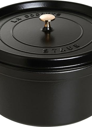 Staub 1103425 Black Cast Iron 13.25 Qt. Round Cocotte