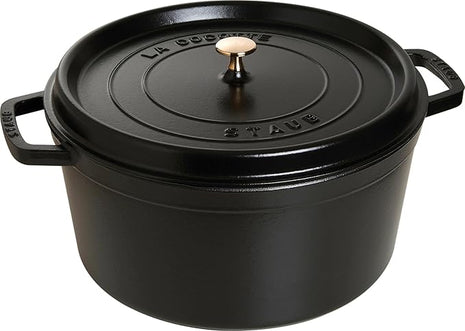 Staub 1103425 Black Cast Iron 13.25 Qt. Round Cocotte
