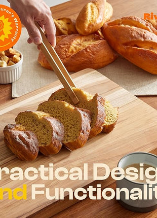 Riveira Bamboo Wooden Spoons for Cooking 9-Piece with Holder, Apartment Essentials Wood Spatula Spoon Nonstick Kitchen Utensil Set Premium Quality Housewarming Gifts for Everyday Use