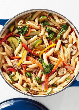 Amazon Basics Cast Iron Dutch Oven Pot with Lid, Enameled, Round, Dual Handles, Heavy-Duty, Medium, 6-Quart, Navy