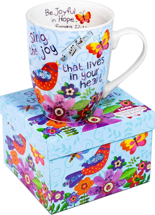 Divinity Boutique Ceramic Boxed Mugs, One Size, Sing Joy Bird (23579)