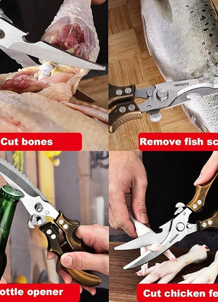 Kitchen scissors 2 Pack,Poultry Shears Heavy Duty Professional Stainless Steel Kitchen Shears,Utility Scissors Food Scissors for Turkey, Meat,Bone,Fish,Chicken,Vegetables,Herbs,BBQ