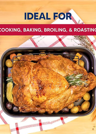 HIC Kitchen Roasting V-Shaped Baking Rack, Nonstick-Coated Steel, Fits Smaller Roasting Pans, 8 x 10.375 x 1.5-Inches