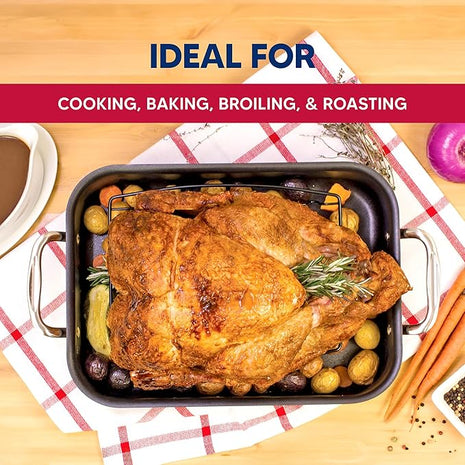 HIC Kitchen Roasting V-Shaped Baking Rack, Nonstick-Coated Steel, Fits Smaller Roasting Pans, 8 x 10.375 x 1.5-Inches