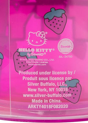 Silver Buffalo Sanrio Hello Kitty Strawberry Pattern Plastic Cold Cup with Lid and Straw, 20 Ounces
