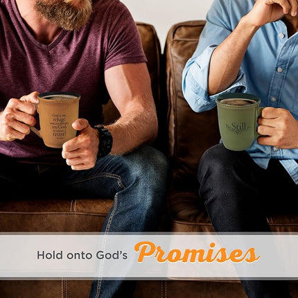 Christian Art Gifts Sage Green Stoneware Coffee Mug – 13 oz. Microwave and Dishwasher-safe Lead-free Inspirational Scripture Coffee and Tea Mug for Men & Women with Bible Verse: Be Still – Psalm 46:10