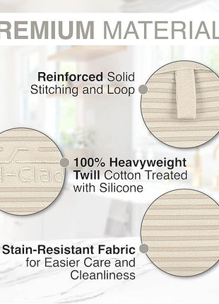 All-Clad Premium Pot Holder & Hot Pad: Heat Resistant to 500 Degrees - 100% Cotton, 10"x6.25" Hot Pad for Kitchen and Barbeque, (2-Pack), Almond