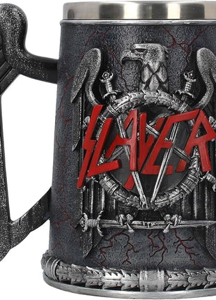 Nemesis Now B4128M8 Slayer Tankard Mug 14cm Black, Resin w/Stainless Steel Insert, Grey