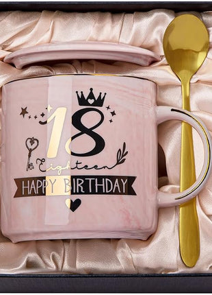 18th Birthday Gifts for Girls, Happy 18 Year Old Girl Birthday Gifts, Unique Gift Ideas for 18 Year Old Girl Daughter, Niece, Granddaughter, Presents for 18th Birthday Decorations 14 Oz Pink Mug