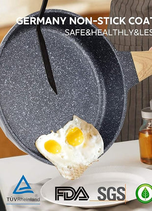 Frying Pans Nonstick, Induction Frying Pan Set Granite Skillet Pans for Cooking Omelette Pan Cookware Set with Heat-Resistant Handle, Christmas Gift for Women (8" &9.5" &11")