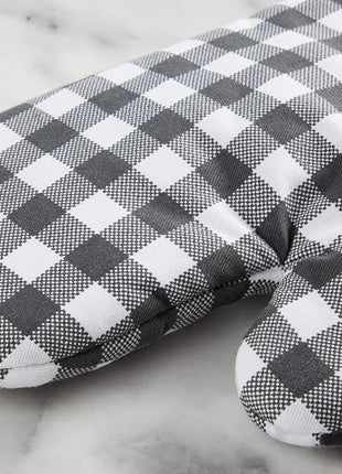 KitchenAid Gingham Oven Mitt 2-Pack Set, Charcoal Grey, 7"x13"