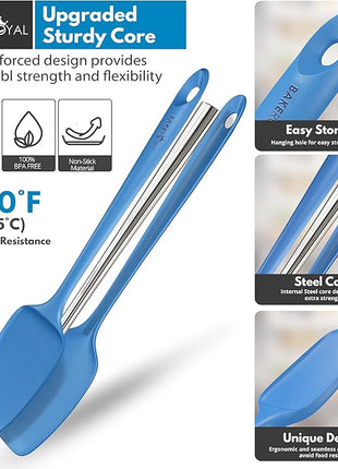 Silicone Spatula Set - 4-Piece Rubber Spatulas Silicone Heat Resistant 600°F for Everyday Task - Seamless Design Kitchen Spatulas for Nonstick Cookware - Blue