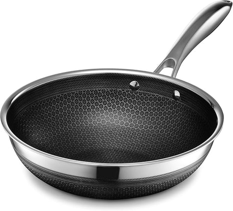 HexClad Hybrid Nonstick 10-Inch Wok, Stay-Cool Handle, Dishwasher-Friendly, Oven-Safe Up to 900°F, Induction Ready, Compatible with All Cooktops